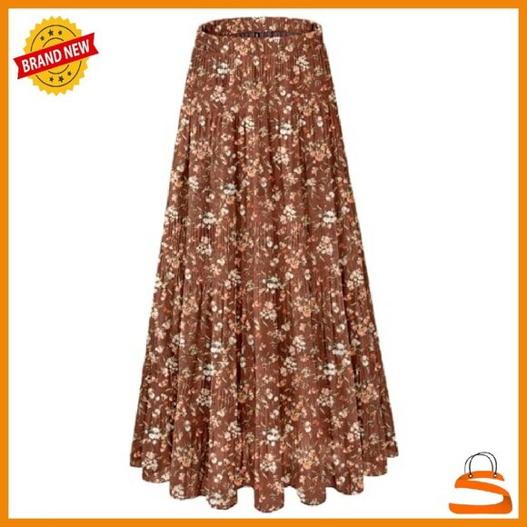 Chiffon Maxi Skirt Elastic Waist Flowy A-Line Long Skirt - Picture 2 of 8
